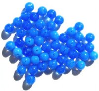 50 8mm Round Milky Blue Opal Glass Beads